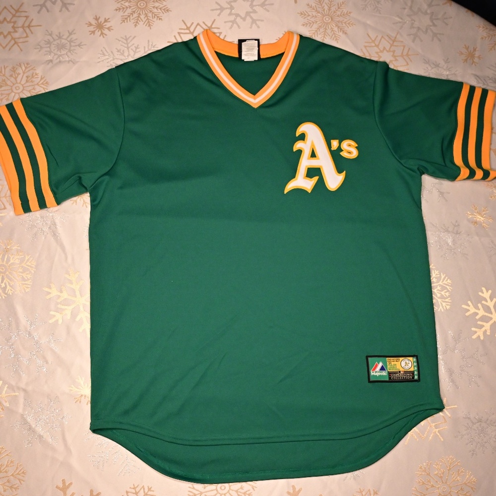 Majestic Cooperstown Collection Oakland A's Retro Jersey, Men's XL